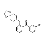 structure of CAS# 898755-97-0, (3-Bromophenyl)[2-(1,4-dioxa-8-azaspiro[4.5]dec-8-ylmethyl)phenyl]methanone;3'-bromo-<wbr>2-[8-(1,4<wbr>-dioxa-8-<wbr>azaspiro[<wbr>4.5]decyl<wbr>)methyl]b<wbr>enzopheno<wbr>ne