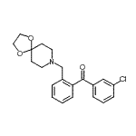 structure of CAS# 898756-00-8, (3-Chlorophenyl)[2-(1,4-dioxa-8-azaspiro[4.5]dec-8-ylmethyl)phenyl]methanone;3'-chloro<wbr>-2-[8-(1,<wbr>4-dioxa-8<wbr>-azaspiro<wbr>[4.5]decy<wbr>l)methyl]<wbr>benozphen<wbr>one
