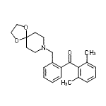 structure of CAS# 898756-12-2, (2,6-Dimethylphenyl)[2-(1,4-dioxa-8-azaspiro[4.5]dec-8-ylmethyl)phenyl]methanone;2,6-dimet<wbr>hyl-2'-[8<wbr>-(1,4-dio<wbr>xa-8-azas<wbr>piro[4.5]<wbr>decyl)met<wbr>hyl]benzo<wbr>phenone