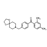 structure of CAS# 898757-90-9, (2,4-Dimethylphenyl)[4-(1,4-dioxa-8-azaspiro[4.5]dec-8-ylmethyl)phenyl]methanone;2,4-dimet<wbr>hyl-4'-[8<wbr>-(1,4-dio<wbr>xa-8-azas<wbr>piro[4.5]<wbr>decyl)met<wbr>hyl]benzo<wbr>phenone