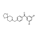 structure of CAS# 898758-40-2, (3,5-Dichlorophenyl)[4-(1,4-dioxa-8-azaspiro[4.5]dec-8-ylmethyl)phenyl]methanone;3,5-dichl<wbr>oro-4'-[8<wbr>-(1,4-dio<wbr>xa-8-azas<wbr>piro[4.5]<wbr>decyl)met<wbr>hyl]benzo<wbr>phenone
