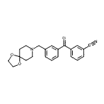 structure of CAS# 898761-50-7, 3-[3-(1,4-Dioxa-8-azaspiro[4.5]dec-8-ylmethyl)benzoyl]benzonitrile;3-cyano-3<wbr>'-[8-(1,4<wbr>-dioxa-8-<wbr>azaspiro[<wbr>4.5]decyl<wbr>)methyl]b<wbr>enzopheno<wbr>ne