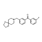 structure of CAS# 898761-77-8, [3-(1,4-Dioxa-8-azaspiro[4.5]dec-8-ylmethyl)phenyl](3-fluorophenyl)methanone;3-[8-(1,4<wbr>-dioxa-8-<wbr>azaspiro[<wbr>4.5]decyl<wbr>)methyl]-<wbr>3'-fluoro<wbr>benzophen<wbr>one