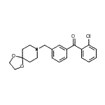 structure of CAS# 898761-99-4, (2-Chlorophenyl)[3-(1,4-dioxa-8-azaspiro[4.5]dec-8-ylmethyl)phenyl]methanone;2-chloro-<wbr>3'-[8-(1,<wbr>4-dioxa-8<wbr>-azaspiro<wbr>[4.5]decy<wbr>l)methyl]<wbr>benzophen<wbr>one