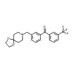 structure of CAS# 898762-05-5, [3-(1,4-Dioxa-8-azaspiro[4.5]dec-8-ylmethyl)phenyl][3-(trifluoromethyl)phenyl]methanone;3-[8-(1,4<wbr>-dioxa-8-<wbr>azaspiro[<wbr>4.5]decyl<wbr>)methyl]-<wbr>3'-triflu<wbr>orobenzop<wbr>henone