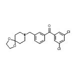 structure of CAS# 898762-31-7, (3,5-Dichlorophenyl)[3-(1,4-dioxa-8-azaspiro[4.5]dec-8-ylmethyl)phenyl]methanone;3,5-dichl<wbr>oro-3'-[8<wbr>-(1,4-dio<wbr>xa-8-azas<wbr>piro[4.5]<wbr>decyl)met<wbr>hyl]benzo<wbr>phenone