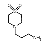 structure of CAS# 90000-25-2, 3-(1,1-Dioxido-4-thiomorpholinyl)-1-propanamine;3-(1,1-dioxothiomorpholino)propylamine;4-(3-Aminopropyl)thiomorpholine 1,1-Dioxide;4-(3-Aminopropyl)thiomorpholine1,1-dioxide