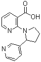 structure of CAS# 904816-83-7, 2-[2-(3-Pyridinyl)-1-pyrrolidinyl]nicotinic acid;2-(2-Pyridin-3-ylpyrrolidin-1-yl)nicotinic acid;2-(2-Pyridin-3-yl-pyrrolidin-1-yl)-nicotinic acid;2-(2-PYRIDIN-3-YL-PYRROLIDIN-1-YL)-NICOTINICACID