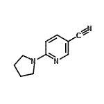 structure of CAS# 90839-82-0, 6-(1-Pyrrolidinyl)nicotinonitrile;6-pyrrolidin-1-ylnicotinonitrile;6-pyrrolidinylpyridine-3-carbonitrile;MFCD09863403