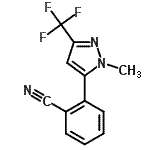 structure of CAS# 910037-17-1, 2-[1-Methyl-3-(trifluoromethyl)-1H-pyrazol-5-yl]benzonitrile;2-[1-Methyl-3-(trifluoromethyl)-1H-pyrazol-5-yl]benzonitrile;2-[1-Meth<wbr>yl-3-(tri<wbr>fluoromet<wbr>hyl)-1H-p<wbr>yrazol-5-<wbr>yl]benzon<wbr>itrile 97%;2-[1-meth<wbr>yl-3-(tri<wbr>fluoromet<wbr>hyl)pyraz<wbr>ol-5-yl]b<wbr>enzenecar<wbr>bonitrile
