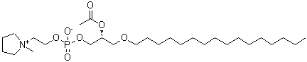 structure of CAS# 91021-63-5, (2R)-2-Acetoxy-3-(hexadecyloxy)propyl 2-(1-methyl-1-pyrrolidiniumyl)ethyl phosphate;1-O-hexad<wbr>ecyl-2-O-<wbr>acetyl-sn<wbr>-glyceryl<wbr>-3-phosph<wbr>oryl-N-me<wbr>thyl-pyrr<wbr>olidinium<wbr> ethanol;Pyrrolidino PAF C-16