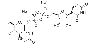 结构式 CAS# 91183-98-1, 尿苷 5'-(三氢二磷酸酯) P'-[2-(乙酰氨基)-2-脱氧-alpha-D-吡喃葡萄糖基]酯钠盐(1:2)