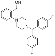 structure of CAS# 914349-61-4, 2-[4-[Bis(4-Fluorophenyl)Methyl]-1-Piperazinyl]-Benzenemethanol;2-{4-[Bis(4-Fluorophenyl)Methyl]Piperazinyl}Benzyl Alcohol