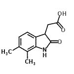 structure of CAS# 915921-16-3, (6,7-Dimethyl-2-oxo-2,3-dihydro-1H-indol-3-yl)acetic acid;(6,7-dimethyl-2-oxo-2,3-dihydro-1H-indol-3-yl)acetic acid;(6,7-Dimethyl-2-oxo-2,3-dihydro-1H-indol-3-yl)-acetic acid;2-(6,7-dimethyl-2-oxoindolin-3-yl)acetic acid