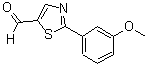 structure of CAS# 915923-79-4, 2-(3-Methoxyphenyl)-1,3-thiazole-5-carbaldehyde;2-(3-Methoxy-phenyl)-thiazole-5-carbaldehyde;5-thiazolecarboxaldehyde, 2-(3-methoxyphenyl);MFCD08060580