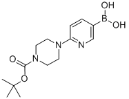 结构式 CAS# 919347-67-4, 6-(4-叔丁氧羰基-哌嗪-1-基)吡啶-3-硼酸