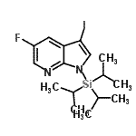 structure of CAS# 928653-76-3, 5-Fluoro-3-iodo-1-(triisopropylsilyl)-1H-pyrrolo[2,3-b]pyridine;5-fluoro-<wbr>3-iodo-1-<wbr>(triisopr<wbr>opylsilyl<wbr>)-1H-pyrr<wbr>olo[2,3-b<wbr>]pyridine;5-Fluoro-<wbr>3-iodo-1-<wbr>triisopro<wbr>pylsilany<wbr>l-1H-pyrr<wbr>olo[2,3-b<wbr>]pyridine;MFCD08741529