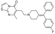 structure of CAS# 93076-89-2, Diacylglycerol Kinase Inhibitor I;6-[2-[4-[(4-Fluorophenyl)-Phenyl-Methylene]-1-Piperidyl]Ethyl]-7-Methyl-Thiazolo[2,3-B]Pyrimidin-5-One;6-[2-[4-[(4-Fluorophenyl)-Phenylmethylene]-1-Piperidinyl]Ethyl]-7-Methyl-5-Thiazolo[2,3-B]Pyrimidinone;6-[2-[4-[(4-Fluorophenyl)-Phenyl-Methylidene]Pipe