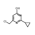 structure of CAS# 94171-07-0, 6-(Chloromethyl)-2-cyclopropyl-4-pyrimidinol;6-(chloromethyl)-2-cyclopropyl-4-pyrimidinol;6-(chloromethyl)-2-cyclopropylpyrimidin-4(1H)-one;MFCD00084963