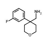structure of CAS# 943109-41-9, 1-[4-(3-Fluorophenyl)tetrahydro-2H-pyran-4-yl]methanamine;[4-(3-flu<wbr>orophenyl<wbr>)-2H-3,4,<wbr>5,6-tetra<wbr>hydropyra<wbr>n-4-yl]me<wbr>thylamine;[4-(3-fluorophenyl)oxan-4-yl]methanamine;[4-(3-fluorophenyl)tetrahydro-2H-pyran-4-yl]methanamine