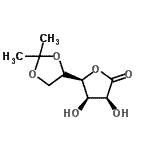 structure of CAS# 94697-68-4, (3S,4R,5S)-5-[(4S)-2,2-Dimethyl-1,3-dioxolan-4-yl]-3,4-dihydroxydihydro-2(3H)-furanone;5,6-O-Isopropylidene-L-gulonic acid γ-lactone;5,6-O-Isopropylidene-L-Gulono-1,4-Lactone;59470_FLUKA