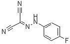 structure of CAS# 94853-74-4, [(4-Fluorophenyl)hydrazono]malononitrile;(Aza((4-f<wbr>luorophen<wbr>yl)amino)<wbr>methylene<wbr>)methane-<wbr>1,1-dicar<wbr>bonitrile;(Aza((4-f<wbr>luorophen<wbr>yl)amino)<wbr>methylene<wbr>)-methane<wbr>-1,1-dica<wbr>rbonitrile;[2-(4-fluorophenyl)hydrazinylidene]propanedinitrile