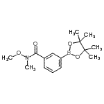 structure of CAS# 957061-17-5, N-Methoxy-N-methyl-3-(4,4,5,5-tetramethyl-1,3,2-dioxaborolan-2-yl)benzamide;[3-(N,O-D<wbr>imethyl h<wbr>ydroxylam<wbr>inocarbon<wbr>yl)phenyl<wbr>] boronic<wbr> acid pin<wbr>acol ester;3-(N,O-Di<wbr>methylhyd<wbr>roxylamin<wbr>ocarbonyl<wbr>)benzeneb<wbr>oronic ac<wbr>id pinaco<wbr>l ester;3-[Methox<wbr>y(methyl)<wbr>carbamoyl<wbr>]benzeneb<wbr>oronic ac<wbr>id, pinac<wbr>ol ester <wbr>97%