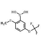 structure of CAS# 957121-11-8, [2-(Methylsulfanyl)-5-(trifluoromethoxy)phenyl]boronic acid;2-(Methylthio)-5-(trifluoromethoxy)benzeneboronic acid;2-Methylthio-5-trifluoromethoxyphenylboronic acid