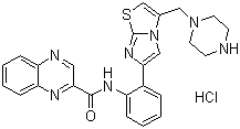 structure of CAS# 1001645-58-4, SRT 1720;N-[2-[3-(1-Piperazinylmethyl)imidazo[2,1-b]thiazol-6-yl]phenyl]-2-quinoxalinecarboxamide hydrochloride