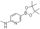 structure of CAS# 1005009-98-2, 6-Methylaminopyridine-3-boronic acid pinacol ester;N-Methyl-5-(4,4,5,5-tetramethyl-1,3,2-dioxaborolan-2-yl)pyridin-2-amine; N-Methyl-5-(4,4,5,5-tetramethyl-1,3,2-dioxaborolan-2-yl)pyridin-2-ylamine