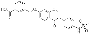 structure of CAS# 1005334-57-5, 3-[[[3-[4-[(Methylsulfonyl)amino]phenyl]-4-oxo-4H-chromen-7-yl]oxy]methyl]benzoic acid;CVT 10216; CVT 10216; GS 455534