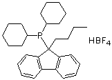 结构式 CAS# 1007311-98-9, (9-丁基-9H-芴-9-基)二环己基膦四氟硼酸盐