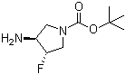 结构式 CAS# 1009075-43-7, (3S,4S)-3-氨基-4-氟-1-吡咯烷甲酸叔丁酯