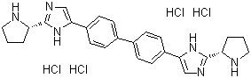 结构式 CAS# 1009119-83-8, 5,5'-[1,1'-联苯]-4,4'-二基双[2-(2S)-2-吡咯烷基-1H-咪唑]四盐酸盐