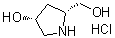 structure of CAS# 1009335-36-7, (3R,5R)-5-(Hydroxymethyl)pyrrolidin-3-ol hydrochloride