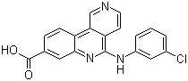 structure of CAS# 1009820-21-6, CX-4945;Silmitasertib; 5-[(3-Chlorophenyl)amino]benzo[c]-2,6-naphthyridine-8-carboxylic acid