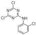 structure of CAS# 101-05-3, Anilazin;2-(o-Chloroanilino)-4,6-dichloro-1,3,5-triazine; Anilazine; Aniyaline; B 622; Bortrysan; Dyrene; Dyrene 50W; Dyrene Flussig; Kemate; NSC 3851; Triazin; 2,4-Dichloro-6-(o-chloroanilino)-1,3,5-triazine; 2,4-Dichloro-6-(o-chloroanilino)-s-triazine