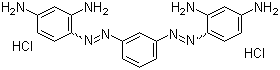 structure of CAS# 10114-58-6, Basic Brown 1;4,4'-[1,3-Phenylenebis(azo)]-bis[1,3-benzenediamine] dihydrochloride; Bismarck Brown Y