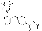 结构式 CAS# 1012785-48-6, 4-[[2-(4,4,5,5-四甲基-1,3,2-二氧杂环戊硼烷-2-基)苯基]甲基]-1-哌嗪羧酸叔丁酯