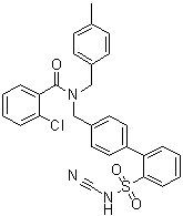 2-Chloro-N-[[2'-[(cyanoamino)sulfonyl][1,1'-biphenyl]-4-yl]methyl]-N-[(4-methylphenyl)methyl]benzamide molecular structure (CAS 1019331-10-2)