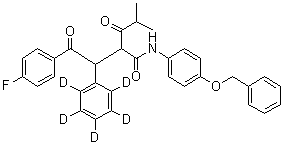 4-Fluoro-alpha-(2-methyl-1-oxopropyl)-gamma-oxo-beta-(phenyl-2,3,4,5,6-d<sub>5</sub>)-N-[4-(phenylmethoxy)phenyl]benzenebutanamide molecular structure (CAS 1020719-44-1)