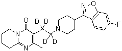 结构式 CAS# 1020719-76-9, 3-[2-[4-(6-氟-1,2-苯并异恶唑-3-基)-1-哌啶基]乙基-1,1,2,2-d<sub>4</sub>]-6,7,8,9-四氢-2-甲基-4H-吡啶并[1,2-a]嘧啶-4-酮