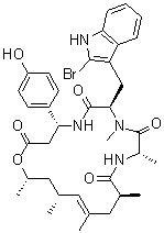 structure of CAS# 102396-24-7, (+)-Jasplakinolide;Jaspamide; Jasplakinolide; NSC 613009