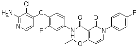 结构式 CAS# 1025720-94-8, BMS 777607; N-[4-[(2-氨基-3-氯吡啶-4-基)氧基]-3-氟苯基]-4-乙氧基-1-(4-氟苯基)-2-氧代-1,2-二氢吡啶-3-甲酰胺