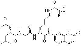 结构式 CAS# 1026295-98-6, N-乙酰基-L-亮氨酰甘氨酰-N-(4-甲基-2-氧代-2H-1-苯并吡喃-7-基)-N6-(2,2,2-三氟乙酰基)-L-赖氨酰胺