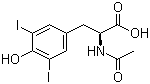 结构式 CAS# 1027-28-7, N-乙酰基-3,5-二碘-L-酪氨酸; 2-(乙酰氨基)-3-(4-羟基-3,5-二碘苯基)丙酸