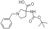 structure of CAS# 1027511-74-5, 3-[[(1,1-Dimethylethoxy)carbonyl]amino]-1-(phenylmethyl)-3-pyrrolidinecarboxylic acid