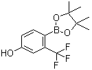 结构式 CAS# 1029439-76-6, 4-(4,4,5,5-四甲基-1,3,2-二氧杂环戊硼烷-2-基)-3-(三氟甲基)苯酚