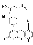structure of CAS# 1029877-94-8, Trelagliptin succinate;SYR 111472 succinate; SYR 472