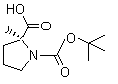 structure of CAS# 103336-06-7, (2S)-2-Methyl-1,2-pyrrolidinedicarboxylic acid 1-(1,1-dimethylethyl) ester